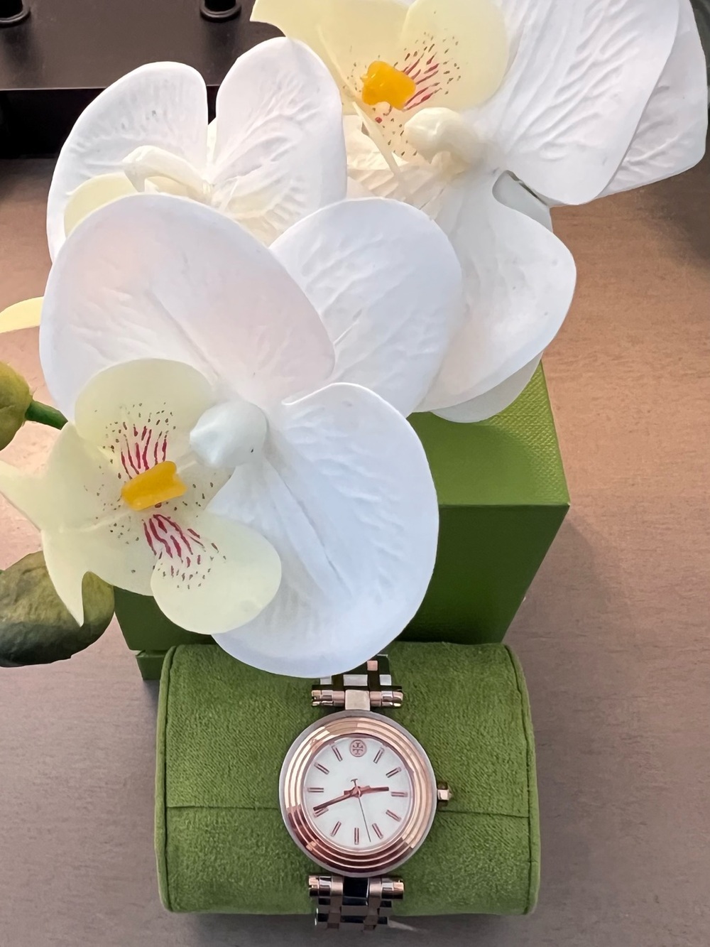 Tory Burch TBW9011 Women's The Classic T Watch, Silver/Rose One Size